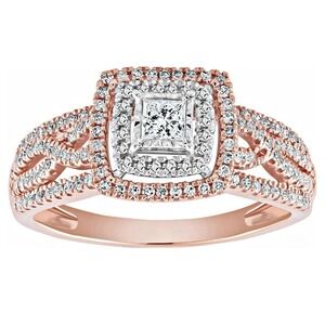 Brilliance 10K Rose Gold 1/2 CTTW Diamond Bridal Set Women's Engagement Ring
